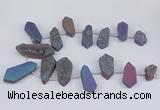 CTD2905 Top drilled 15*25mm - 25*55mm freeform plated druzy agate beads