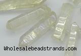 CTD3575 Top drilled 6*20mm - 8*45mm sticks plated white crystal beads
