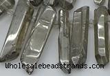 CTD3578 Top drilled 6*20mm - 8*45mm sticks plated white crystal beads