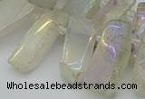 CTD3656 Top drilled 8*15mm - 11*30mm sticks plated white crystal beads