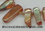 CTD3660 Top drilled 8*15mm - 11*30mm sticks plated white crystal beads