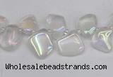 CTD3671 Top drilled 5*8mm - 10*14mm freeform plated white crystal beads