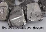 CTD3683 Top drilled 15*20mm - 25*30mm freeform plated white crystal beads
