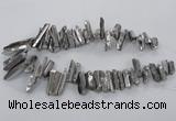 CTD783 Top drilled 8*18mm - 8*35mm nuggets plated quartz beads