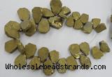 CTD901 Top drilled 15*20mm - 20*30mm freeform plated quartz beads