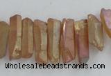 CTD911 Top drilled 5*15mm - 6*25mm wand plated quartz beads