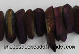 CTD912 Top drilled 5*15mm - 6*25mm wand plated quartz beads