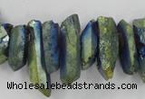 CTD914 Top drilled 5*15mm - 6*25mm wand plated quartz beads