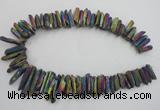 CTD919 Top drilled 6*25mm - 8*40mm wand plated quartz beads