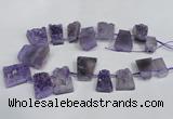 CTD941 Top drilled 14*20mm - 28*35mm freeform druzy amethyst beads