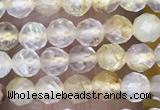 CTG1489 15.5 inches 3mm faceted round golden rutilated quartz beads