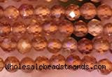 CTG1650 15.5 inches 3mm faceted round tiny orange garnet beads