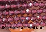 CTG2109 15 inches 2mm faceted round tiny red garnet beads
