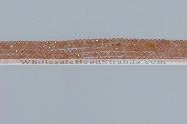 CTG607 15.5 inches 3mm faceted round peach moonstone beads