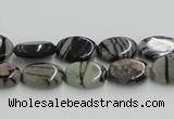 CTJ10 16 inches 8*12mm oval black water jasper beads wholesale