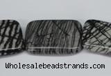 CTJ19 16 inches 25*35mm rectangle black water jasper beads wholesale