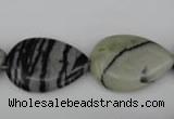 CTJ232 15.5 inches 17*24mm flat teardrop black water jasper beads