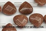 CTR608 Top drilled 10*10mm faceted briolette goldstone beads wholesale