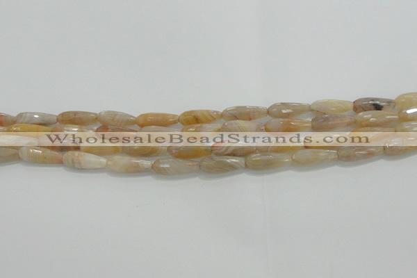 CTR80 15.5 inches 6*16mm faceted teardrop yellow agate beads