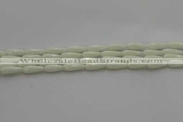 CTR83 15.5 inches 6*16mm faceted teardrop white porcelain beads
