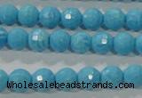 CTU2591 15.5 inches 6mm faceted round synthetic turquoise beads