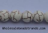 CTU36 15.5 inches 14mm round white turquoise strand beads Wholesale