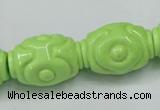 CTU893 15.5 inches 18*25mm carved rice dyed turquoise beads