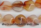 CTW21 15.5 inches 16mm twisted coin agate gemstone beads wholesale
