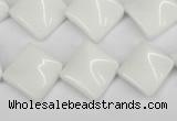 CTW57 15.5 inches 15*15mm twisted diamond white agate beads