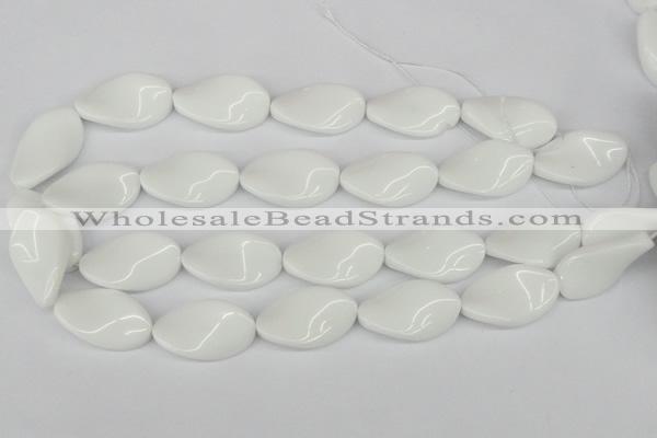 CTW99 15.5 inches 18*30mm twisted oval white agate gemstone beads