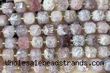 CUBE227 15 inches 10mm faceted cube strawberry quartz beads wholesale