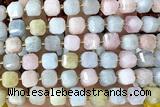 CUBE230 15 inches 10mm faceted cube morganite beads wholesale