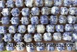 CUBE231 15 inches 10mm faceted cube blue spot stone beads wholesale