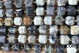 CUBE244 15 inches 10mm faceted cube black water jasper beads wholesale