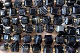 CUBE254 15 inches 10mm faceted cube black agate beads wholesale