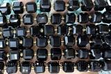 CUBE255 15 inches 10mm faceted cube black agate beads wholesale