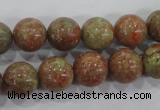 CUG104 15.5 inches 12mm round Chinese unakite beads wholesale