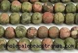 CUG205 15 inches 4mm round matte unakite beads