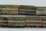 CUJ08 15.5 inches 15*20mm flat tube autumn jasper gemstone beads