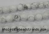 CWB212 15.5 inches 8mm faceted round natural white howlite beads