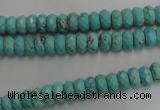 CWB440 15.5 inches 4*6mm faceted rondelle howlite turquoise beads