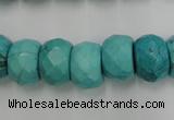 CWB454 15.5 inches 10*14mm faceted rondelle howlite turquoise beads