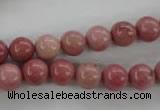 CWF12 15.5 inches 8mm round pink wooden fossil jasper beads wholesale