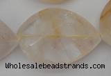 CYC207 15.5 inches 28*40mm twisted & faceted teardrop yellow quartz beads