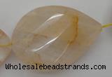 CYC208 15.5 inches 23*45mm twisted & faceted teardrop yellow quartz beads