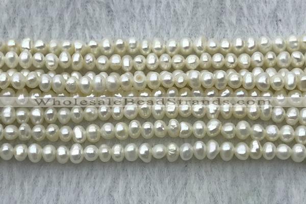FWP09 14.5 inches 2.5mm - 3mm potato white freshwater pearl strands