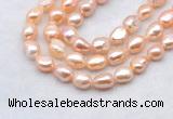 FWP501 14 inches 10mm - 11mm baroque pink freshwater pearl strands