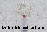 GMN1000 Hand-knotted 8mm, 10mm matte tibetan agate 108 beads mala necklaces with tassel