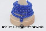 GMN1110 Hand-knotted 8mm candy jade 108 beads mala necklace with charm