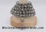 GMN1163 Hand-knotted 8mm, 10mm dalmatian jasper 108 beads mala necklaces with charm